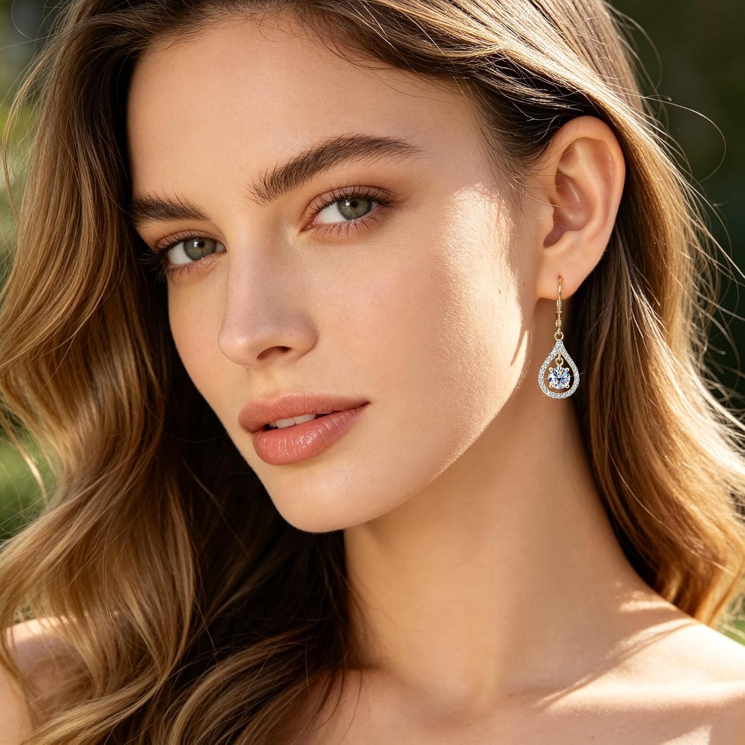 Moissanite Dangle Earrings Teardrop Leverback Drop Earrings for Women 2ct(Gold 2.0ct(1ct*2))