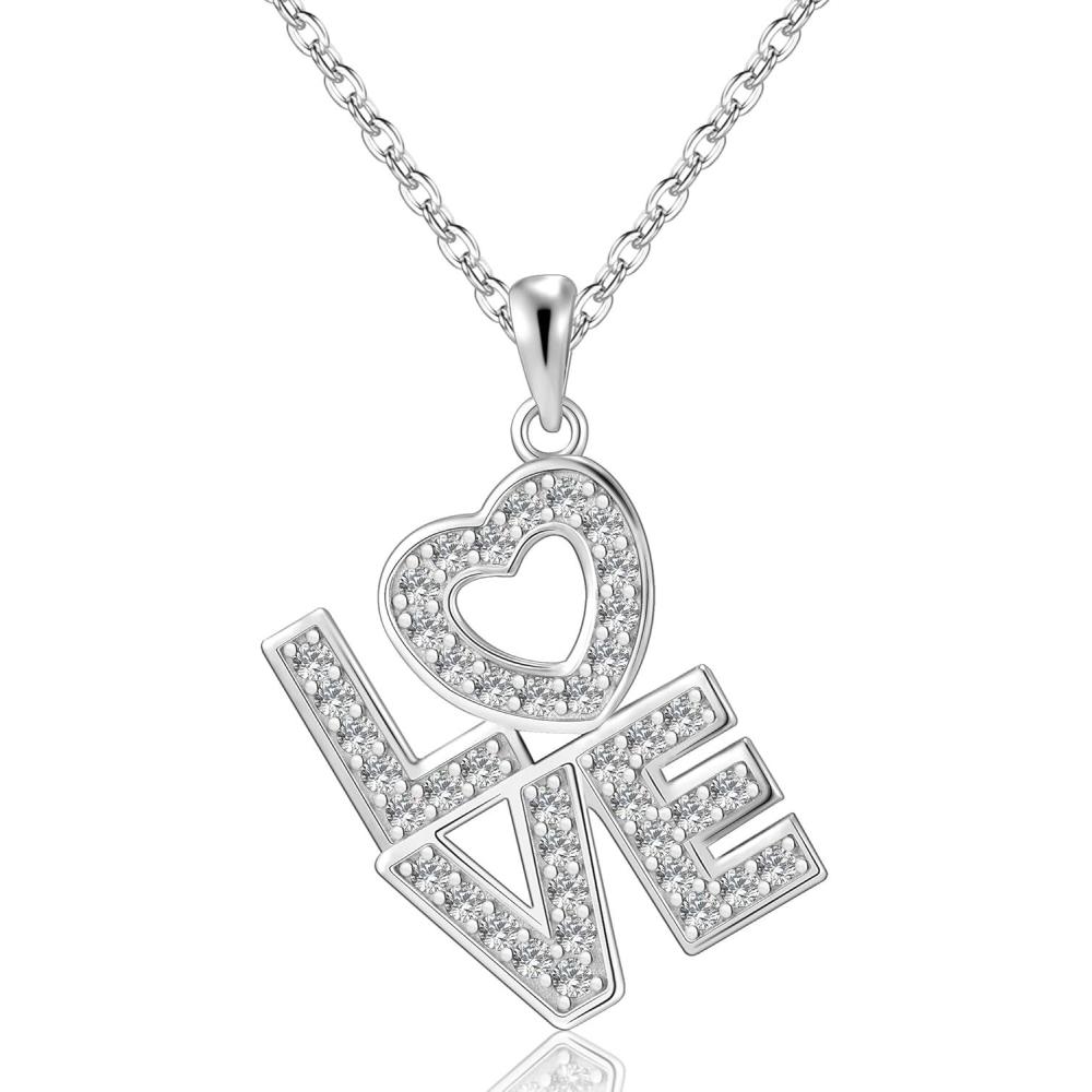 LANCHARMED Moissanite Love Heart Necklace for Women Hypoallergenic 925 Sterling Silver Diamond Moissanite Necklaces Lab-Created Jewelry