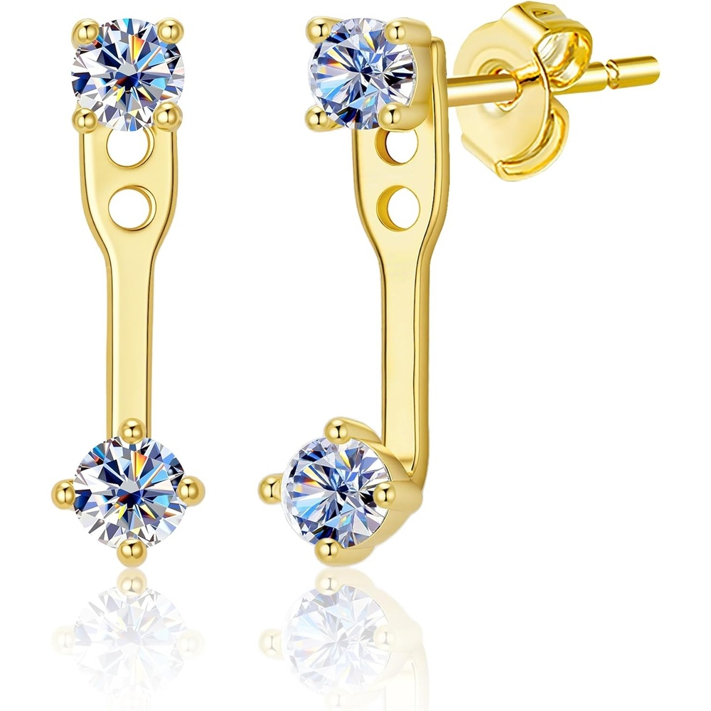Moissanite Earrings Jacket for Women,925 Sterling Silver Diamond Stud Earrings Hypoallergenic 14k Gold Moissanite Earring Jackets for Studs Jewelry Gifts Lab Created Diamonds D Color VVS1(GoldA-0.4ct(0.1*4))