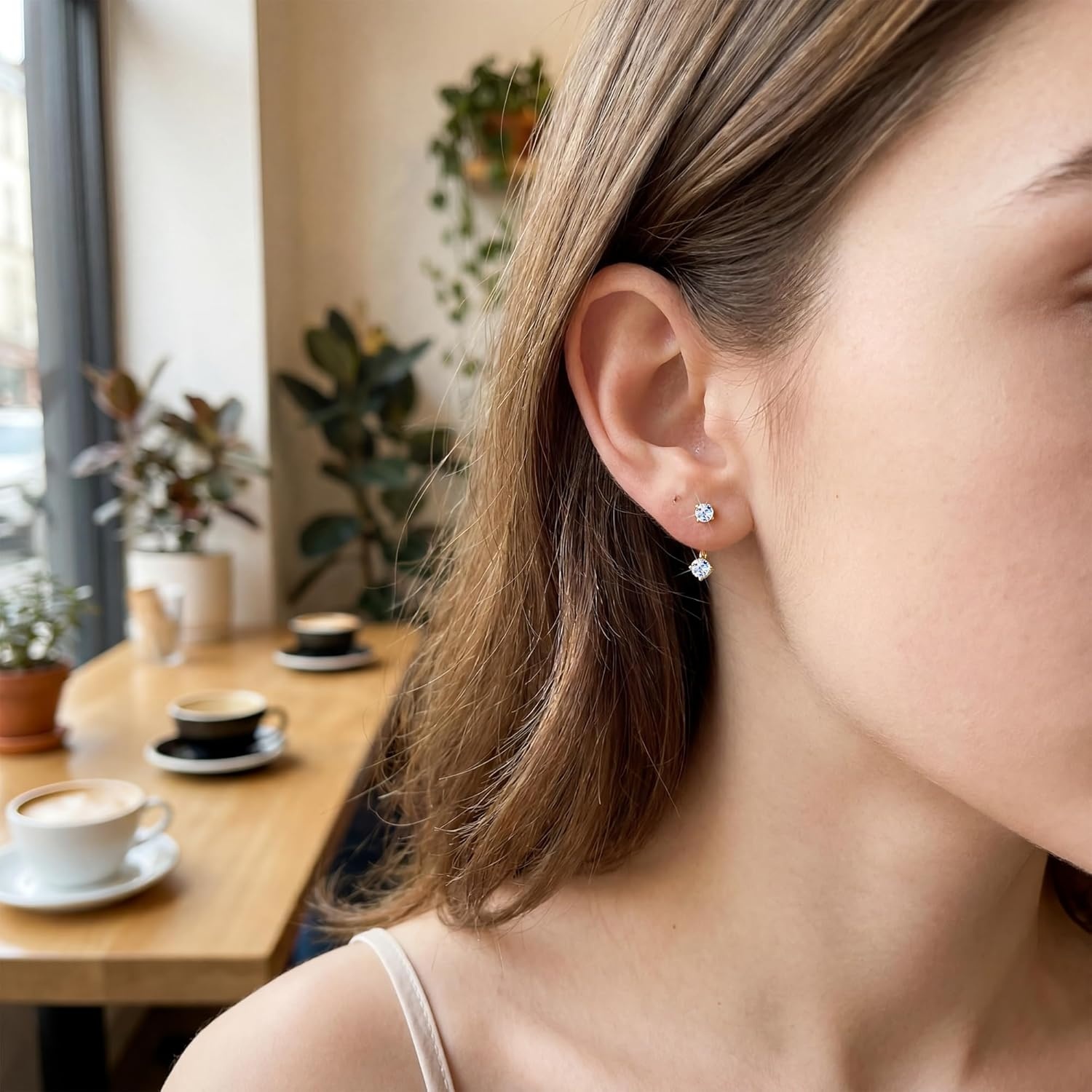 Moissanite Earrings Jacket for Women,925 Sterling Silver Diamond Stud Earrings Hypoallergenic 14k Gold Moissanite Earring Jackets for Studs Jewelry Gifts Lab Created Diamonds D Color VVS1(GoldA-0.4ct(0.1*4))