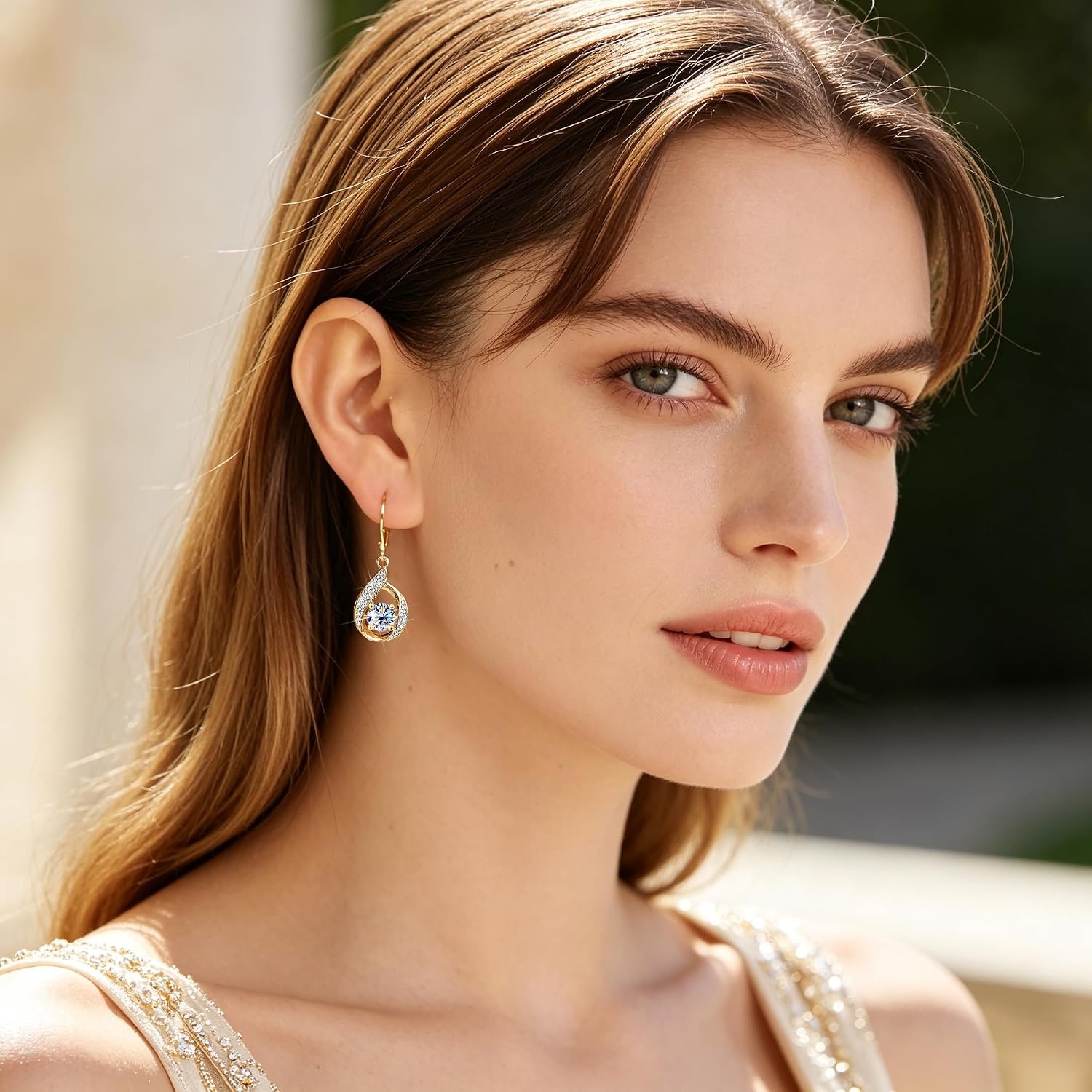 2ct Moissanite Drop Earrings for Women Moissanite Dangle Earrings | VVS1 Moissanite Lab Grown Created Diamond Dangling D Color Round Cut Dangly Leverback Hypoallergenic Trendy Jewelry Gifts(Gold 2.0ct(1ct*2))