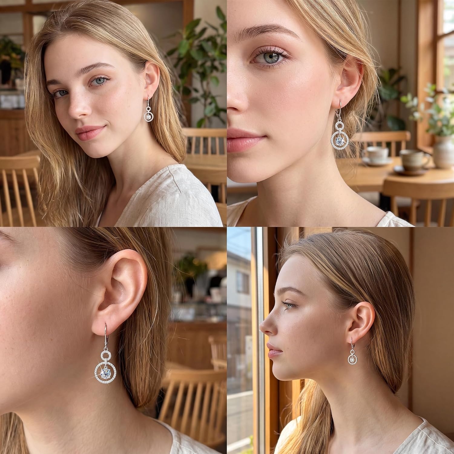Moissanite Dangle Earrings for Women Diamond Disc Drop Jewelry in Gifts Box | Hypoallergenic 2ct D Color Cut Lab Created Moissanite 14K Gold & Silver Circle Leverback Earring for Daily Wear, Anniversary(Silver_2.0CT(1.5ct*2))