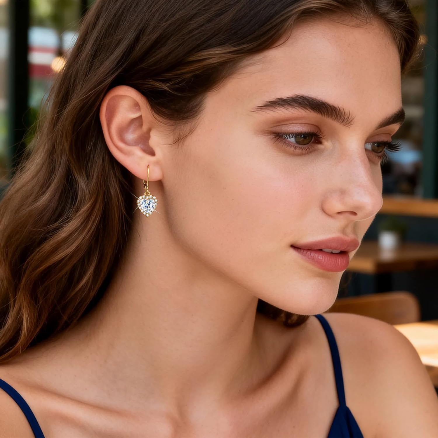 Moissanite Earrings for Women, 2.0ct 14K Gold Heart Dangle Earrings, 925 Sterling Silver Leverback Hypoallergenic D Color Lab Created Moissanite Dangly Drop Earring for Women Trendy Jewelry Gifts(Gold 2.0ct(1ct*2))