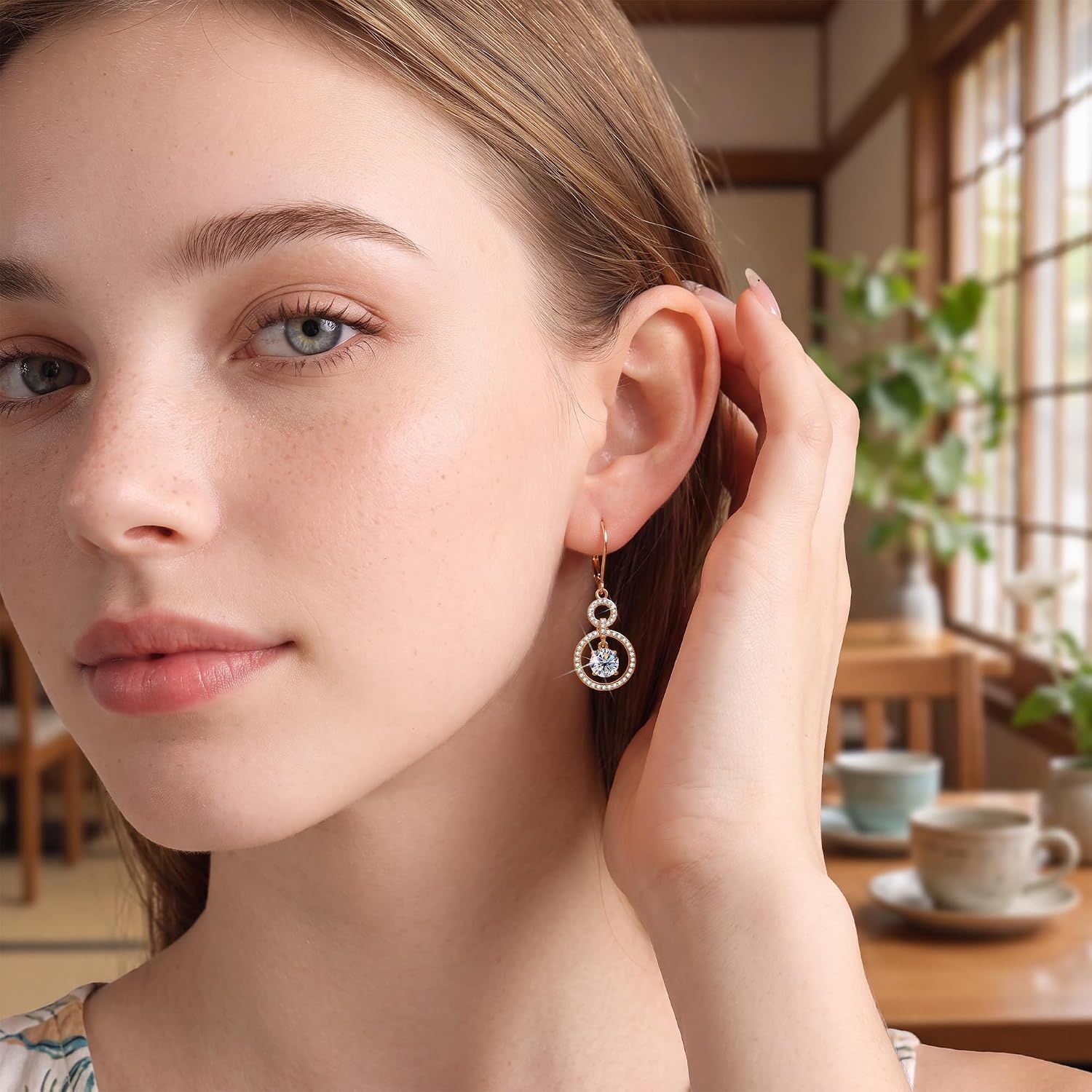 Moissanite Dangle Earrings for Women Diamond Disc Drop Jewelry in Gifts Box | Hypoallergenic 2ct D Color Cut Lab Created Moissanite 14K Gold & Silver Circle Leverback Earring for Daily Wear, Anniversary(Gold_2.0CT(1.5ct*2))
