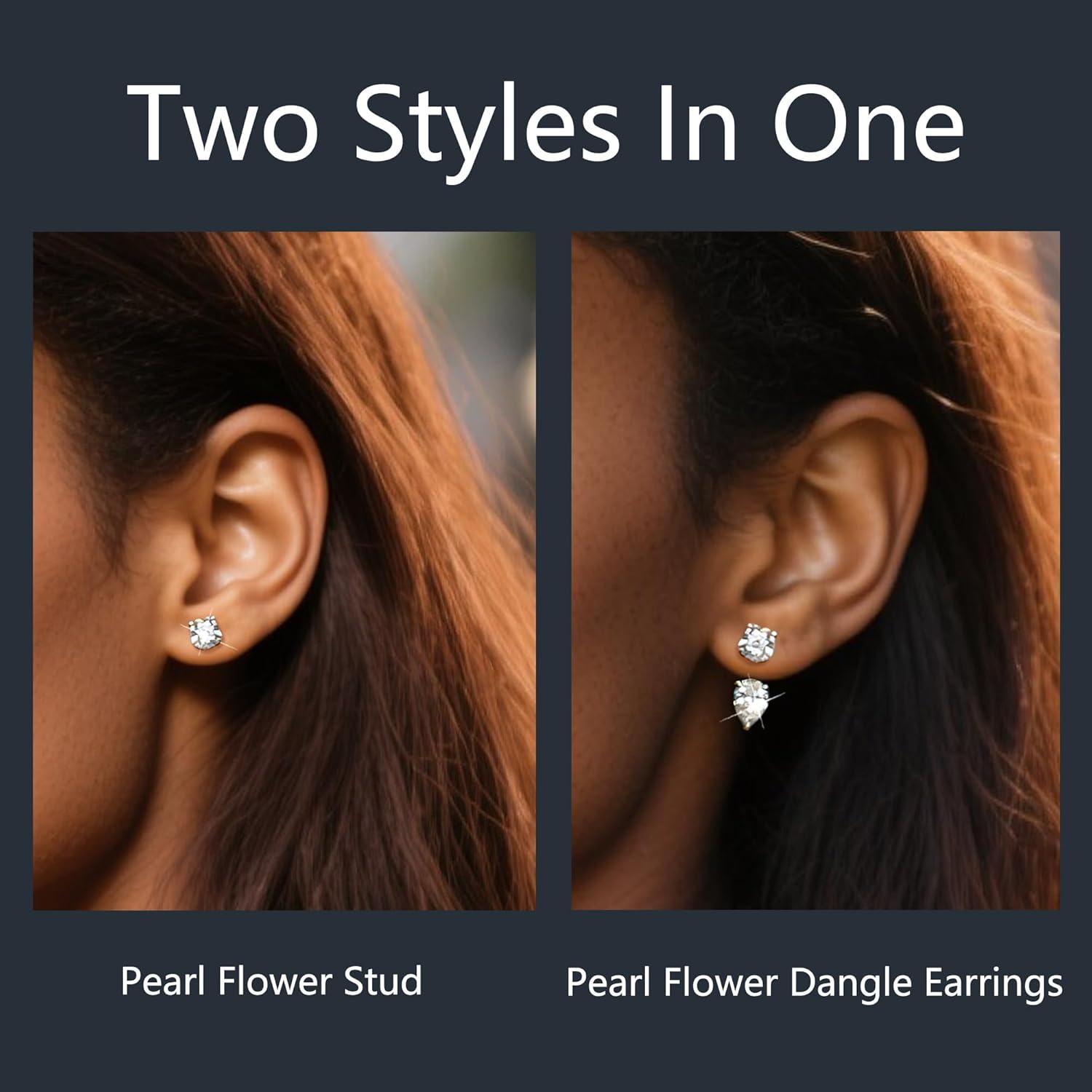 Moissanite Stud Earrings for Women 925 Sterling Silver Lab Created Diamond Teardrop Diamond Stud Earrings Jacket D Color VVS1 2 Carat Moissanite Jacket Earrings for Men Women Jewelry Gifts