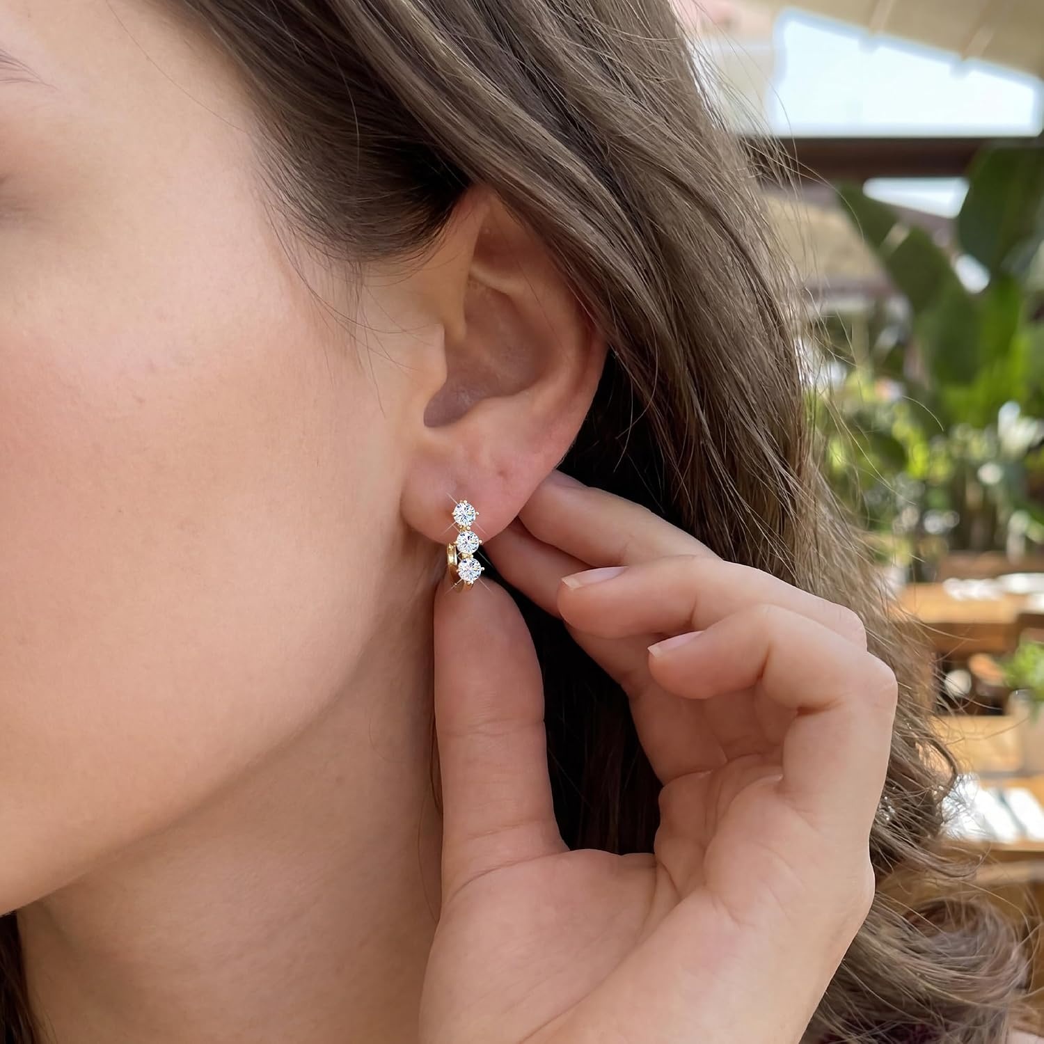 1.2-1.8 Carat Gold Moissanite Hoop Earrings for Women Small Huggie Hoop Earrings 12 x 14mm Gold Small Moissanite Earings Lab Created Diamond D Color Hypoallergenic Hoops for Jewelry Gifts(Gold-1.2 carat)