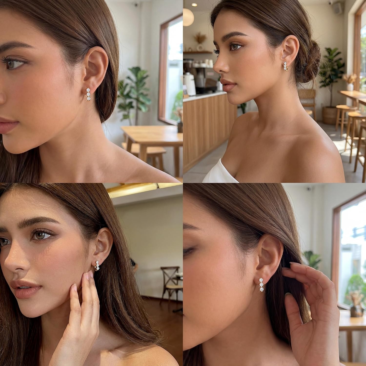 1.2-1.8 Carat Gold Moissanite Hoop Earrings for Women Small Huggie Hoop Earrings 12 x 14mm Gold Small Moissanite Earings Lab Created Diamond D Color Hypoallergenic Hoops for Jewelry Gifts(Gold-1.8 carat)