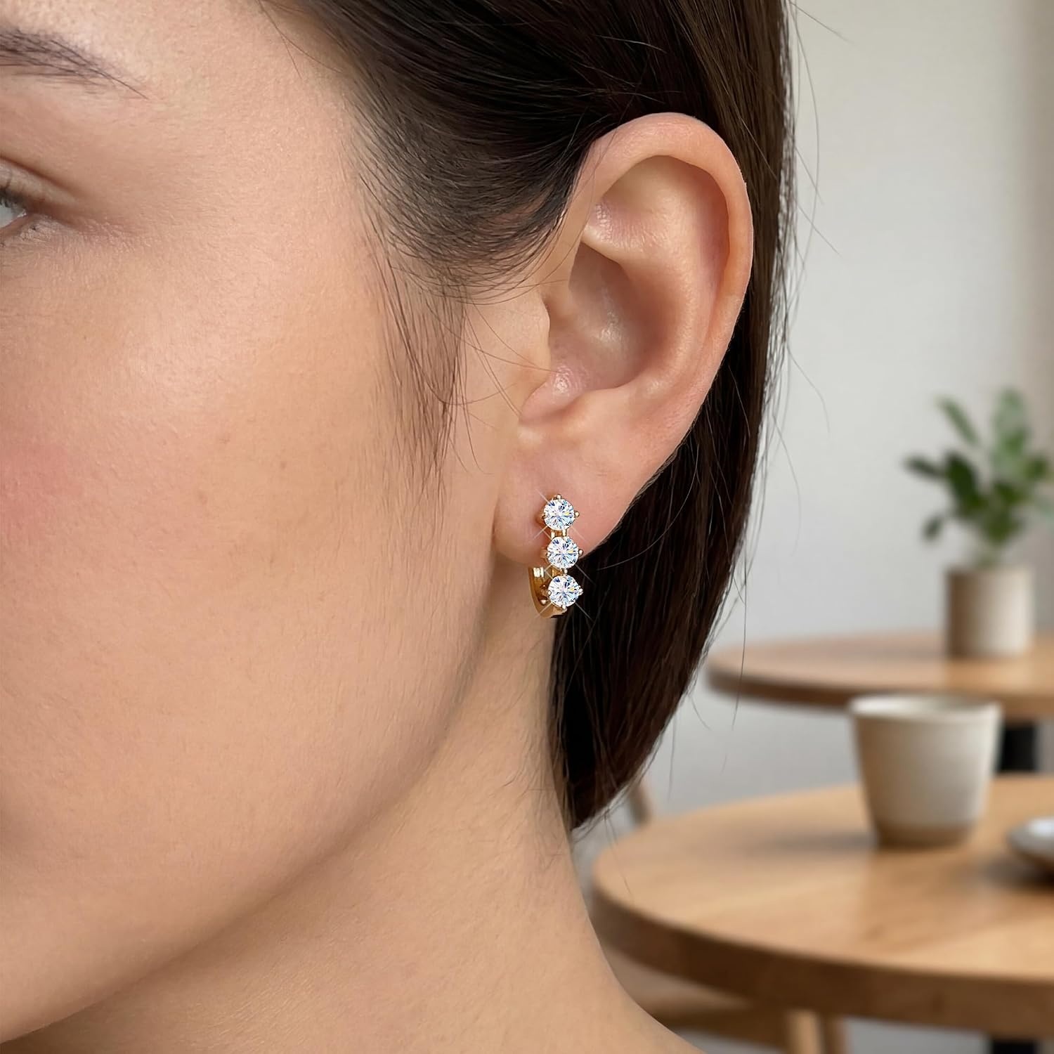 1.2-1.8 Carat Gold Moissanite Hoop Earrings for Women Small Huggie Hoop Earrings 12 x 14mm Gold Small Moissanite Earings Lab Created Diamond D Color Hypoallergenic Hoops for Jewelry Gifts(Gold-1.8 carat)
