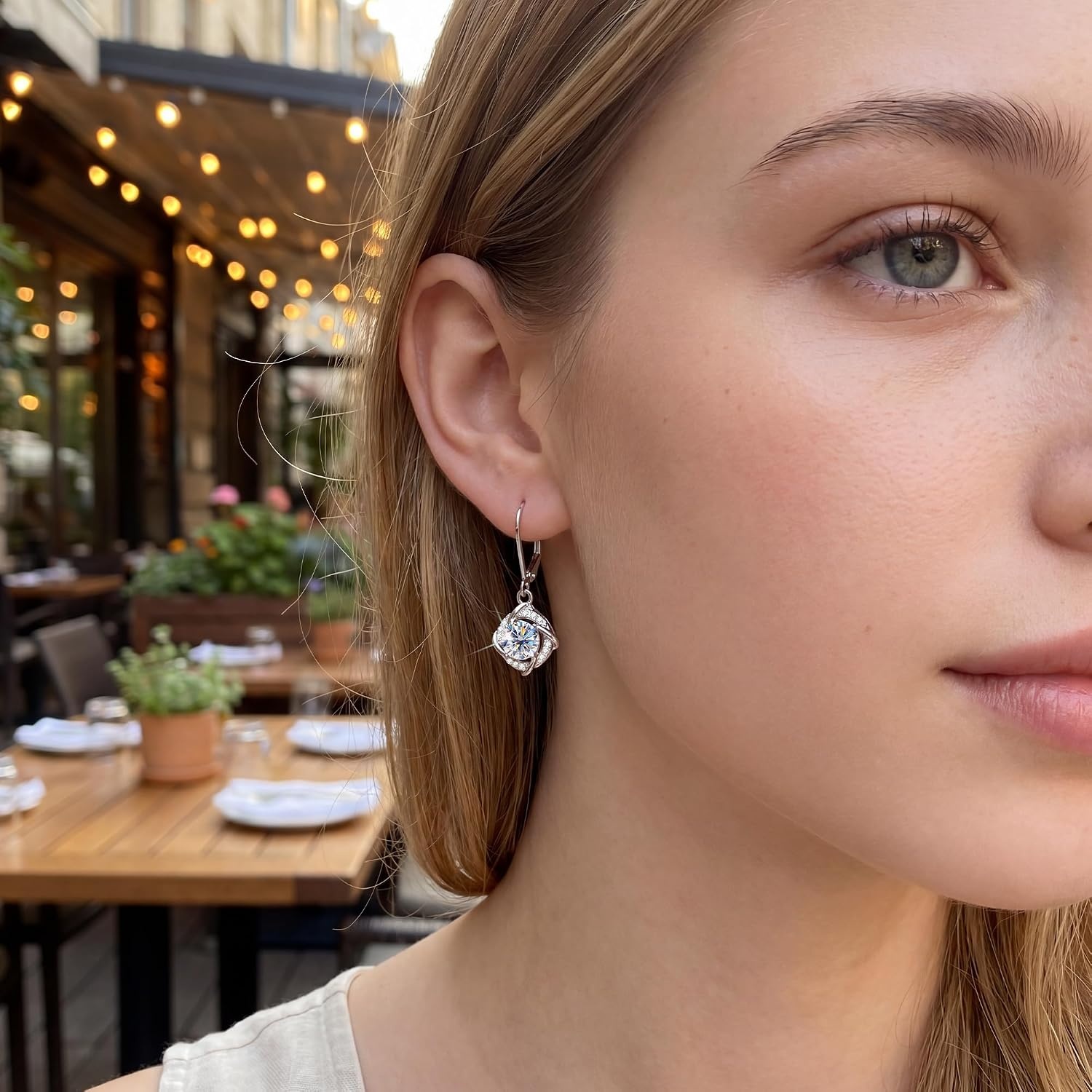 Moissanite Drop Earrings for Women Moissanite Dangle Earrings, 2ct | VVS1 Moissanite Leverback Hypoallergenic D Color Round Cut Lab Grown Created Diamond Dangly Dangling Trendy Jewelry Gifts(Silver 2.0ct(1ct*2))
