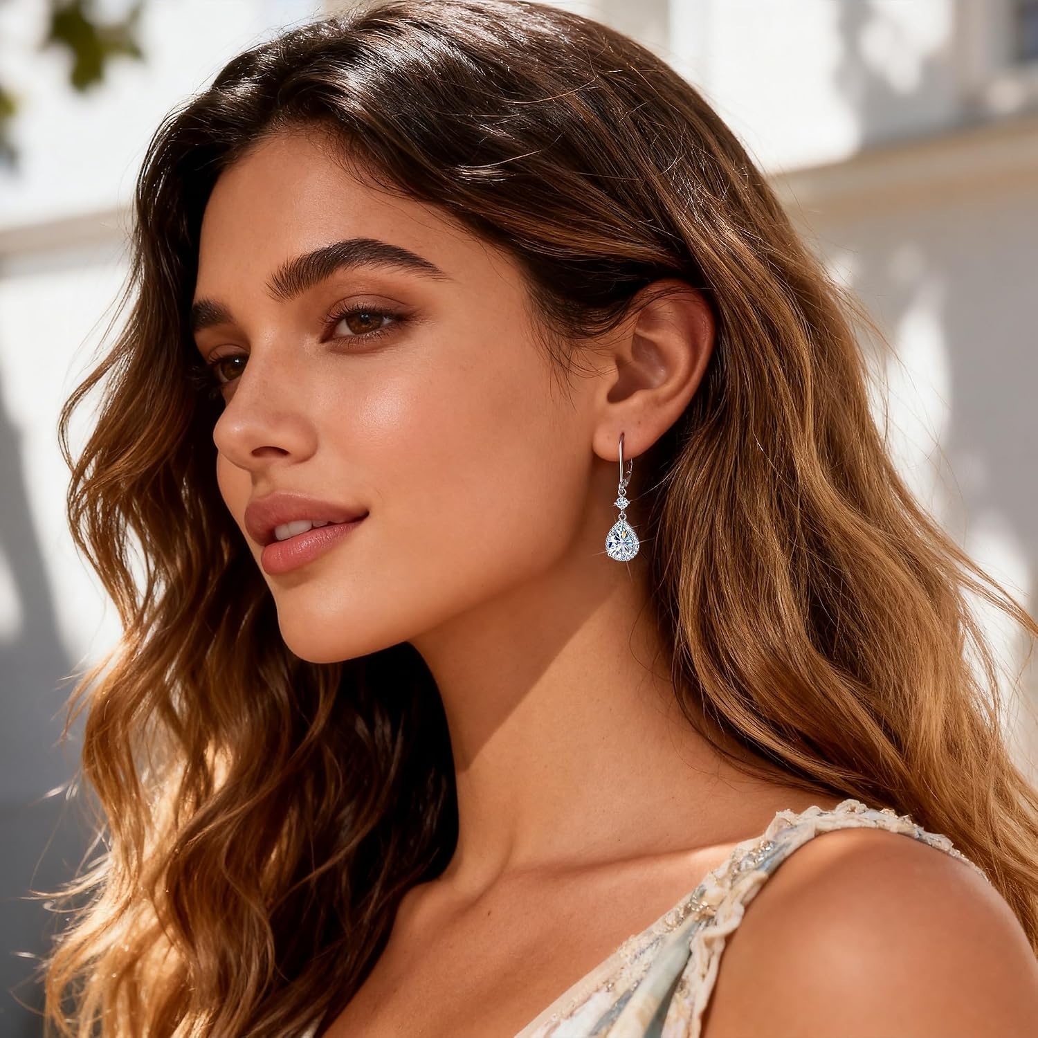 2.7ct Moissanite Earrings for Women, Silver Teardrop Dangle Earrings, Gold Leverback Hypoallergenic D Color Brilliant Lab Created Moissanite Drop Earring for Women Trendy Jewelry Gifts(Silver 2.7ct((1.25+0.1ct)*2))
