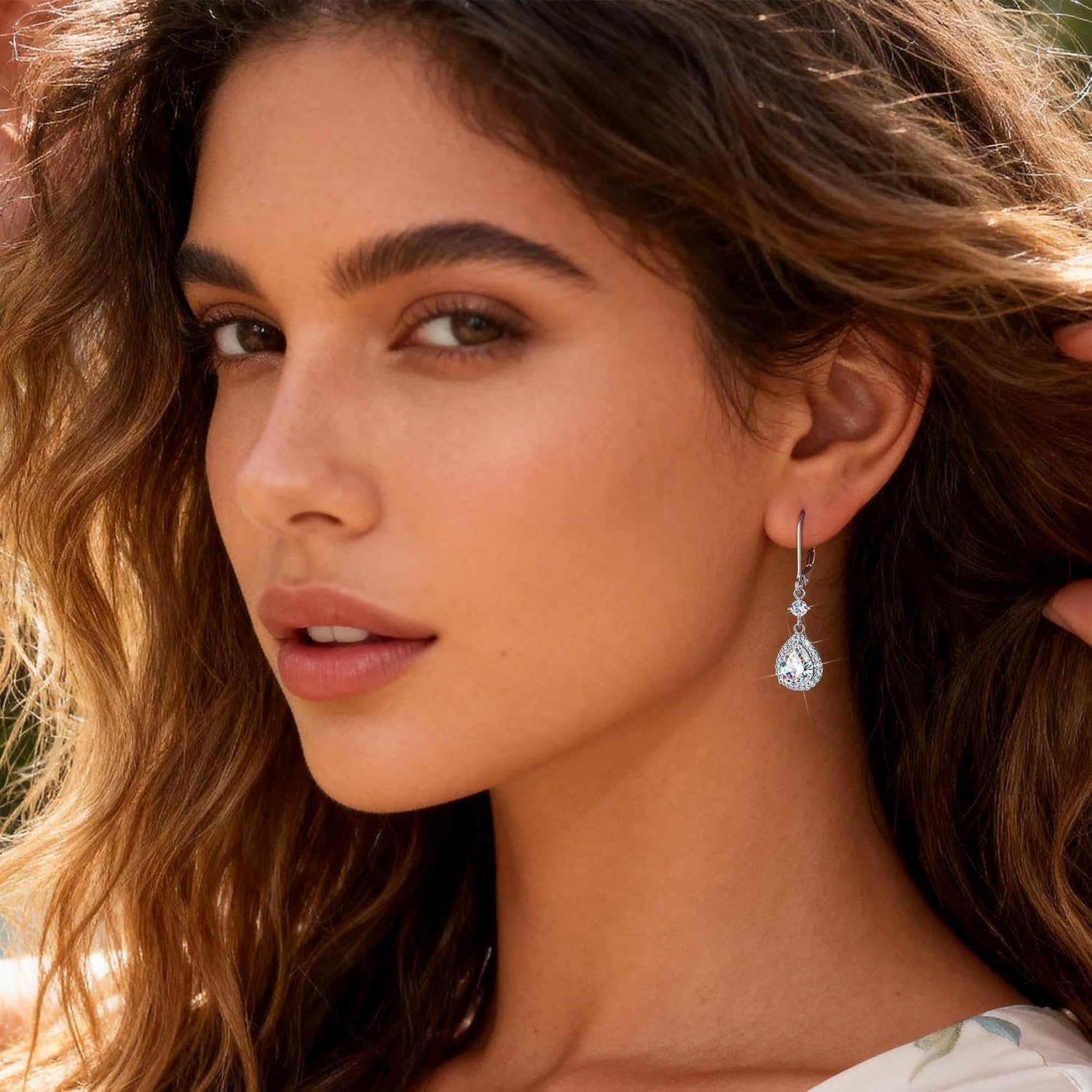 2.7ct Moissanite Earrings for Women, Silver Teardrop Dangle Earrings, Gold Leverback Hypoallergenic D Color Brilliant Lab Created Moissanite Drop Earring for Women Trendy Jewelry Gifts(Silver 2.7ct((1.25+0.1ct)*2))