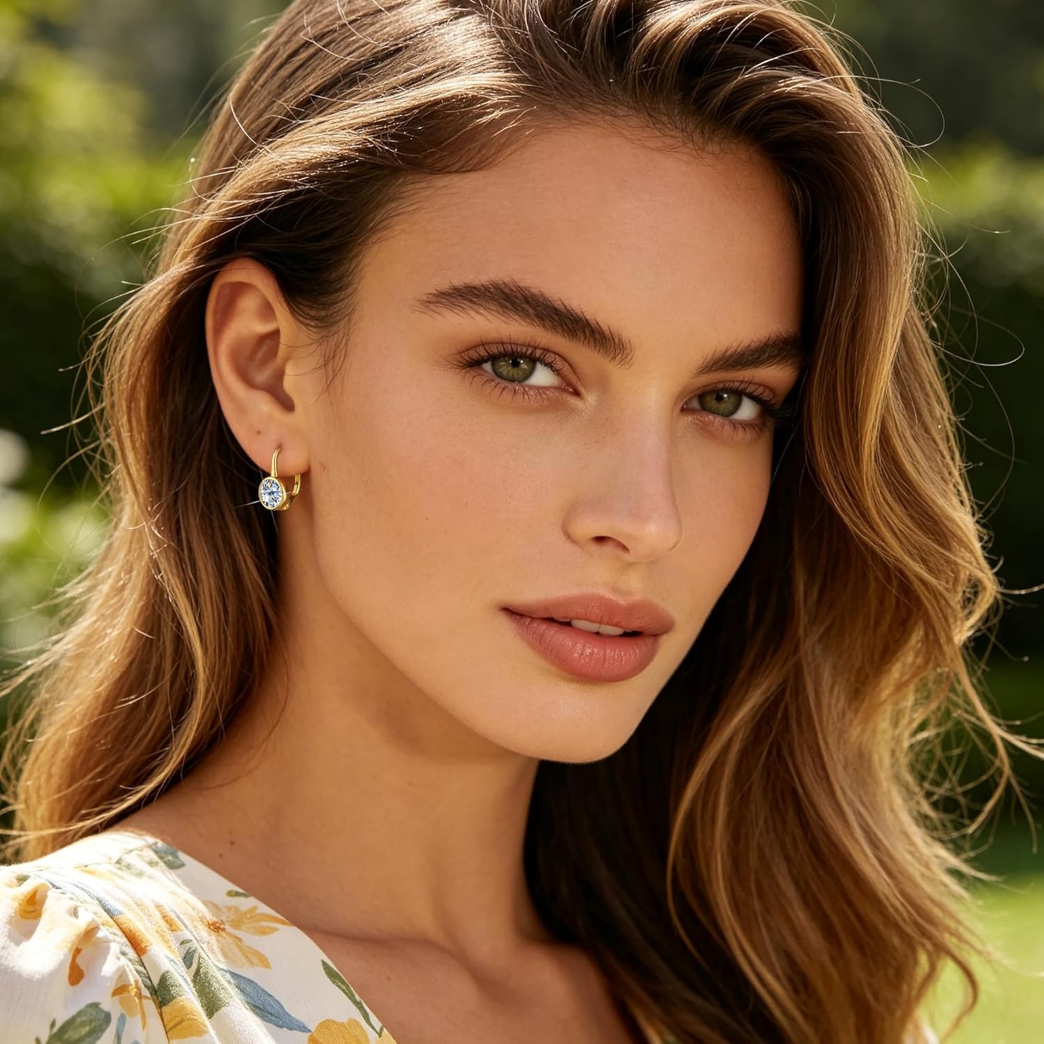 Moissanite Hoop Earrings for Women, 2ct D Color VVS1 Round Cut Bezel Drop Earrings, 14K Gold & White Gold Plated Hypoallergenic Leverback, Lab Created Diamond Jewelry Gifts(2.0ct 1 pair (1.0ct*2)-6.5mm-gold plated)