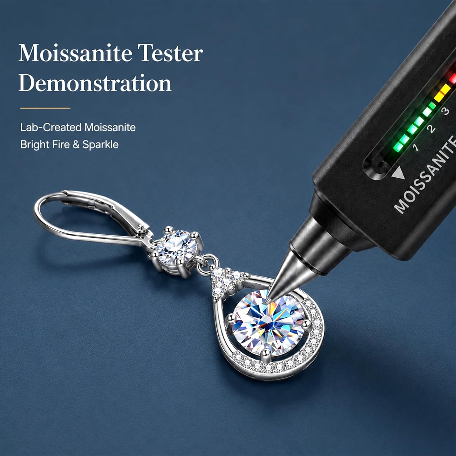 Moissanite Earrings for Women,Silver Moissanite Diamond Dangle Earrings 3ct D Color Cut Lab Created Hypoallergenic Trendy Gold Leverback Dangle Drop Earring for Women Jewelry Gifts in Box(A1-Silver_3.0CT(1.5ct*2))