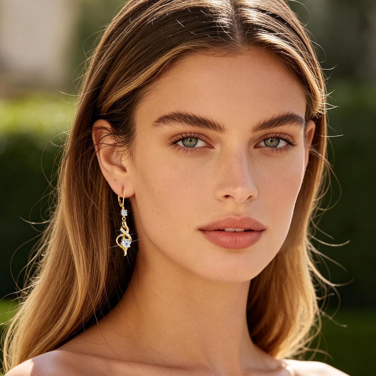 2.6CT Moissanite Dangle Earrings for Women, 14K Gold Plated French Hook Twisted Heart Drop Earrings with GRA Certificate, Silver Long Dangle Leverback Earring Jewelry Gifts in Box(Gold)