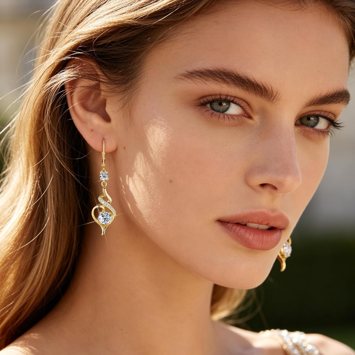 2.6CT Moissanite Dangle Earrings for Women, 14K Gold Plated French Hook Twisted Heart Drop Earrings with GRA Certificate, Silver Long Dangle Leverback Earring Jewelry Gifts in Box(Gold)