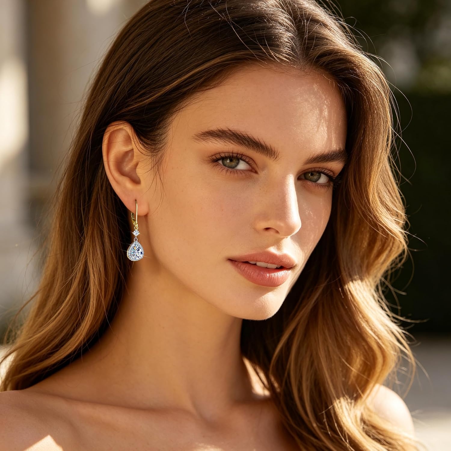2.7ct Moissanite Earrings for Women, Silver Teardrop Dangle Earrings, Gold Leverback Hypoallergenic D Color Brilliant Lab Created Moissanite Drop Earring for Women Trendy Jewelry Gifts(Gold 2.7ct((1.25+0.1ct)*2))