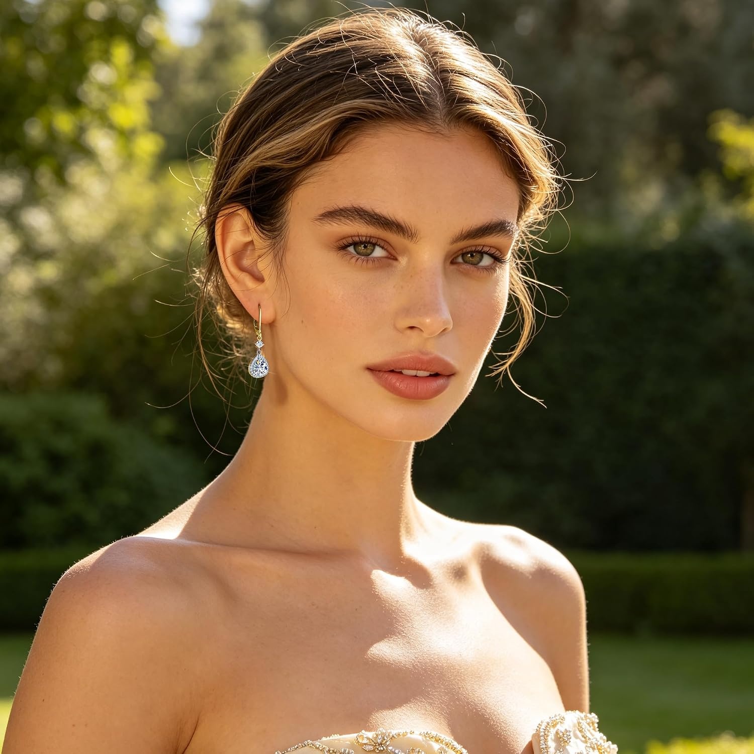 2.7ct Moissanite Earrings for Women, Silver Teardrop Dangle Earrings, Gold Leverback Hypoallergenic D Color Brilliant Lab Created Moissanite Drop Earring for Women Trendy Jewelry Gifts(Gold 2.7ct((1.25+0.1ct)*2))