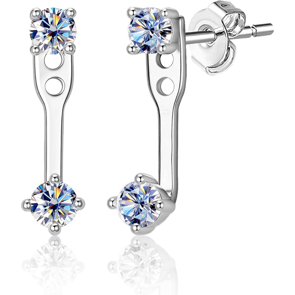 Moissanite Earrings Jacket for Women,925 Sterling Silver Diamond Stud Earrings Hypoallergenic 14k Gold Moissanite Earring Jackets for Studs Jewelry Gifts Lab Created Diamonds D Color VVS1(SilverA-0.4ct(0.1*4))
