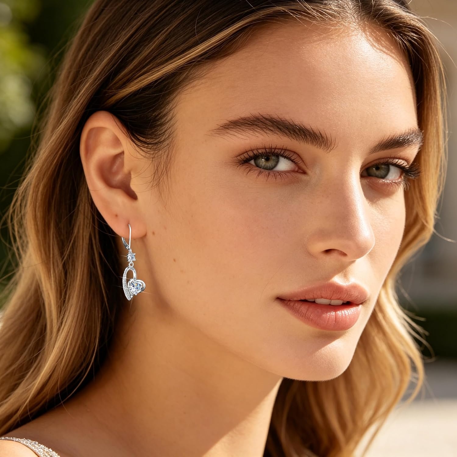 2ct Monissanite Earrings for Women D Color Lab Created Gold Heart Dangle Monissanite Drop Earrings Hypoallergenic French Leverback(Silver-1ct x 2)