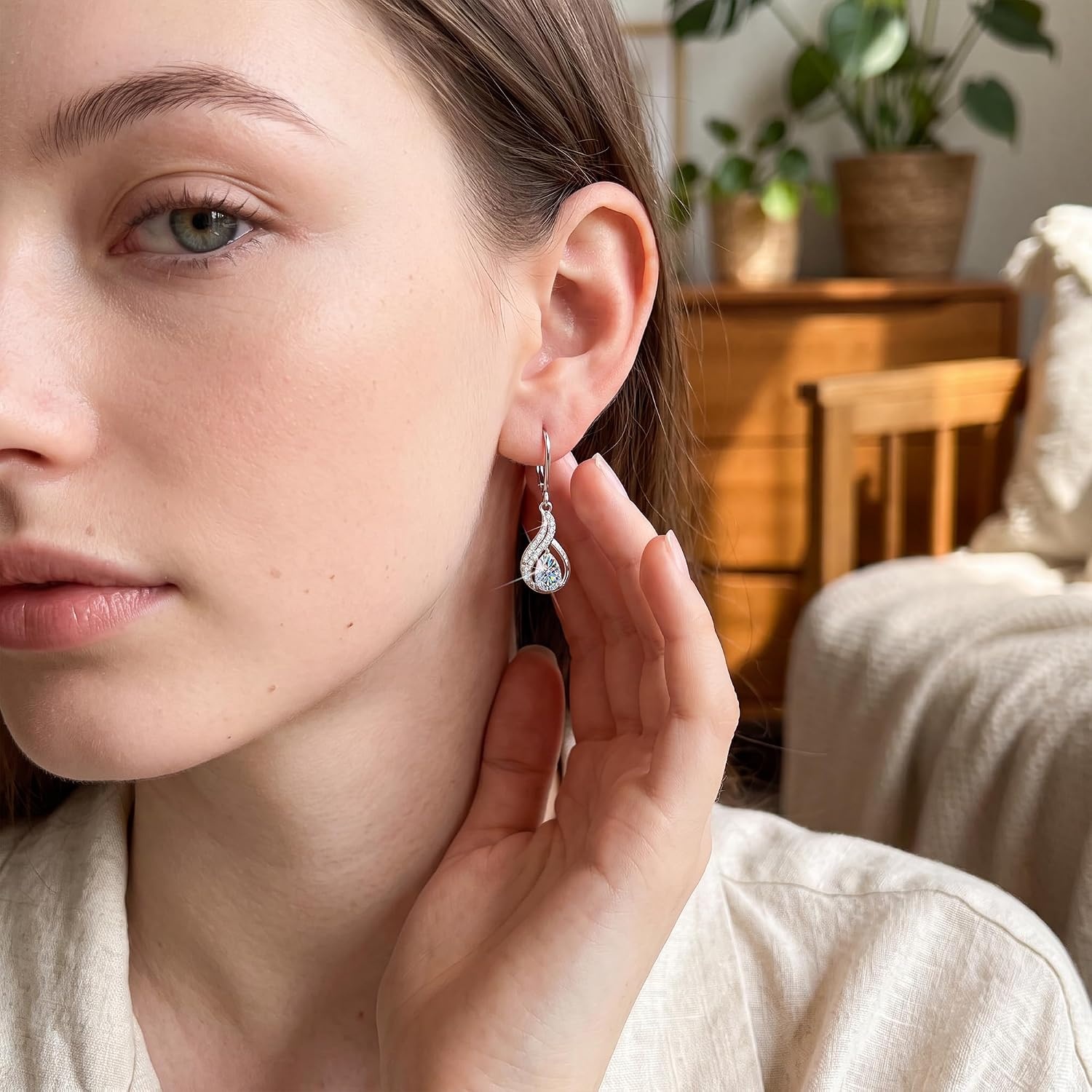 Gold Teardrop 2ct Moissanite Diamond Dangle Earrings for Women Jewelry | vvs moissanite leverback hypoallergenic D color pear cut lab grown created diamond dangly dangling trendy jewelry gifts(Silver 2.0ct(1ct*2))
