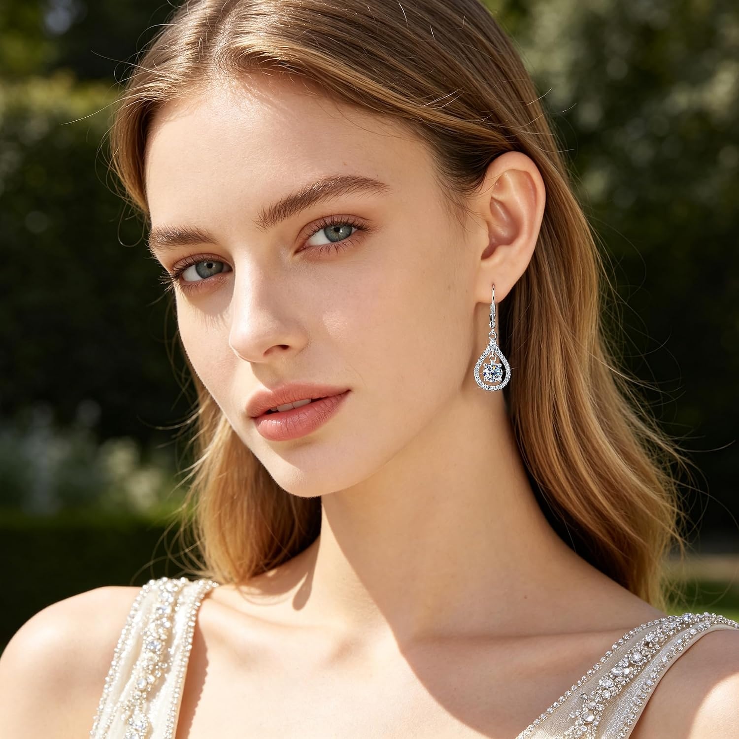 Moissanite Dangle Earrings Teardrop Leverback Drop Earrings for Women 2ct(Silver 2.0ct(1ct*2))