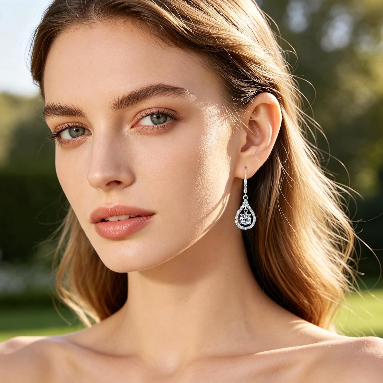 Moissanite Dangle Earrings Teardrop Leverback Drop Earrings for Women 2ct(Silver 2.0ct(1ct*2))