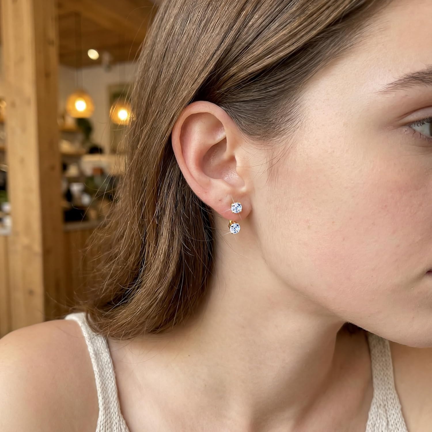 Moissanite Earrings Jacket for Women,925 Sterling Silver Diamond Stud Earrings Hypoallergenic 14k Gold Moissanite Earring Jackets for Studs Jewelry Gifts Lab Created Diamonds D Color VVS1(Gold B-2.0ct (0.5*4))