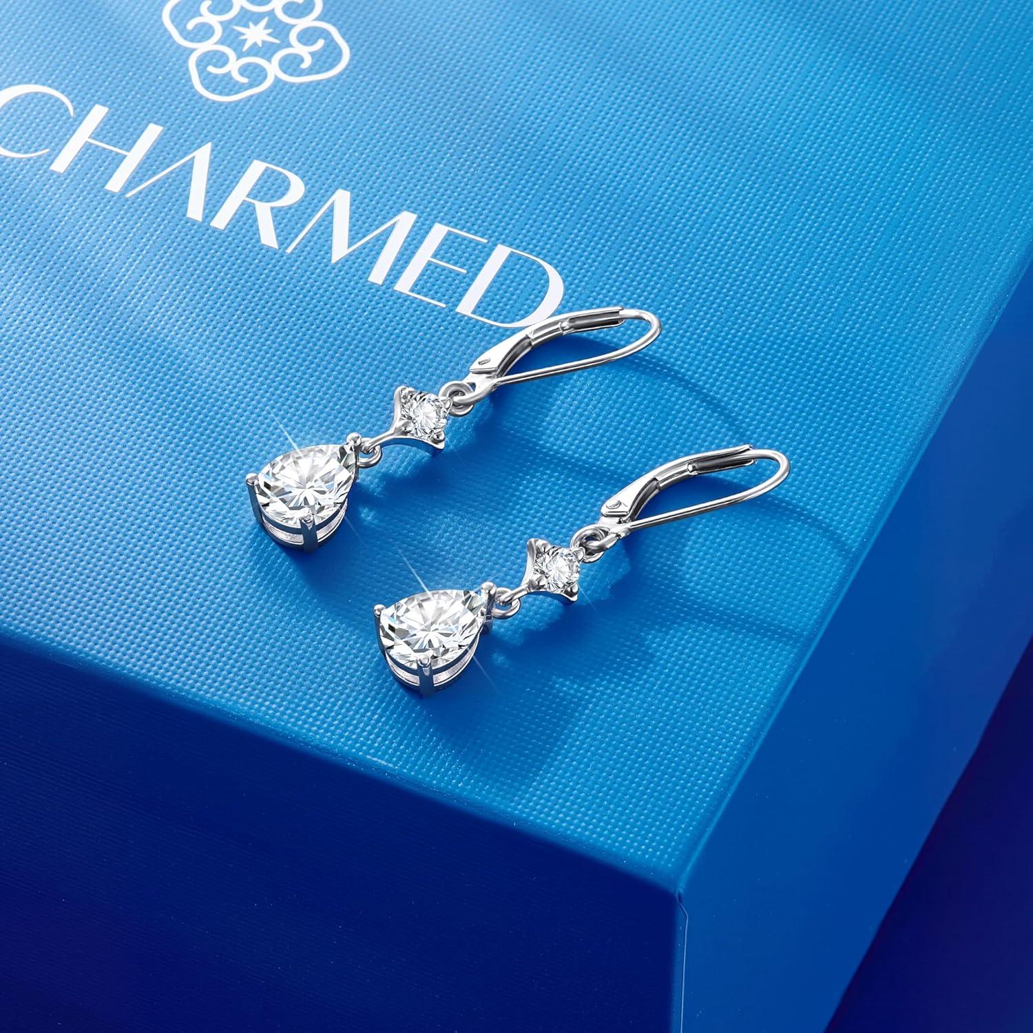1.2ct Monissanite Dangle Earrings for Women D Color Lab Created Moissanite Teardrop Dangle Drop Earrings Hypoallergenic French Leverback Earings