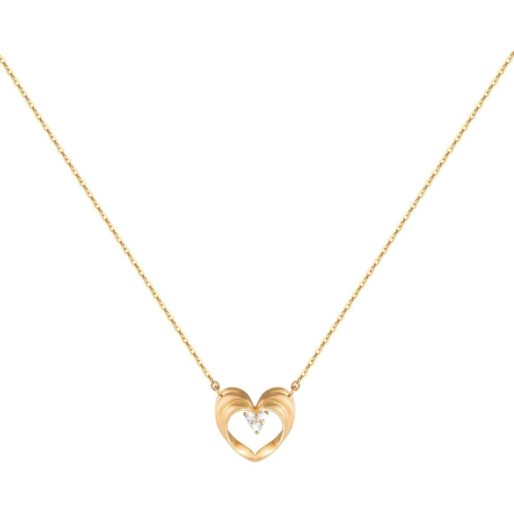 LANCHARMED Solid 14K Yellow Gold Heart Pendant Necklace for Women Dainty Small AAAAA CZ Heart Necklace for Her