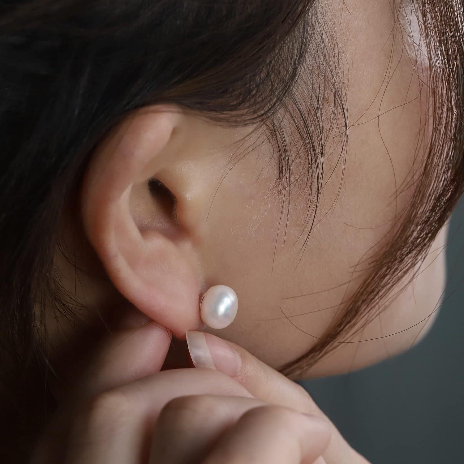 LANCHARMED Pearl Stud Earrings for Women Studs Set AAA Pearl Studs Hypoallergenic Sterling Silver Pearl Earrings Multi Pack(6/7/9 mm White Pearl)