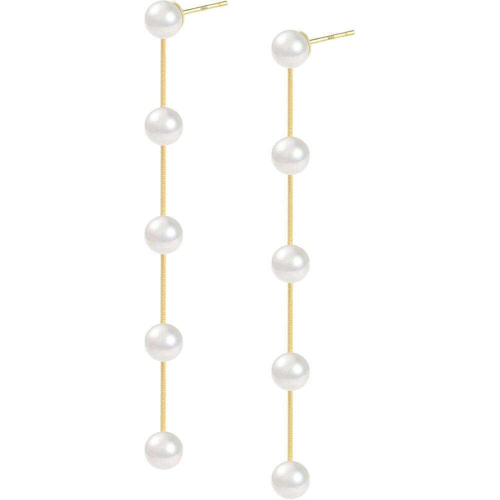 LANCHARMED 925 Sterling Silver Dangle Earrings 14k Gold Plated Long Irregular Waterdrop Leverback Earrings Hypoallergenic Lightweight Trendy Long Drop Earings for Women Lady Jewelry Gifts in Box(14K Gold)
