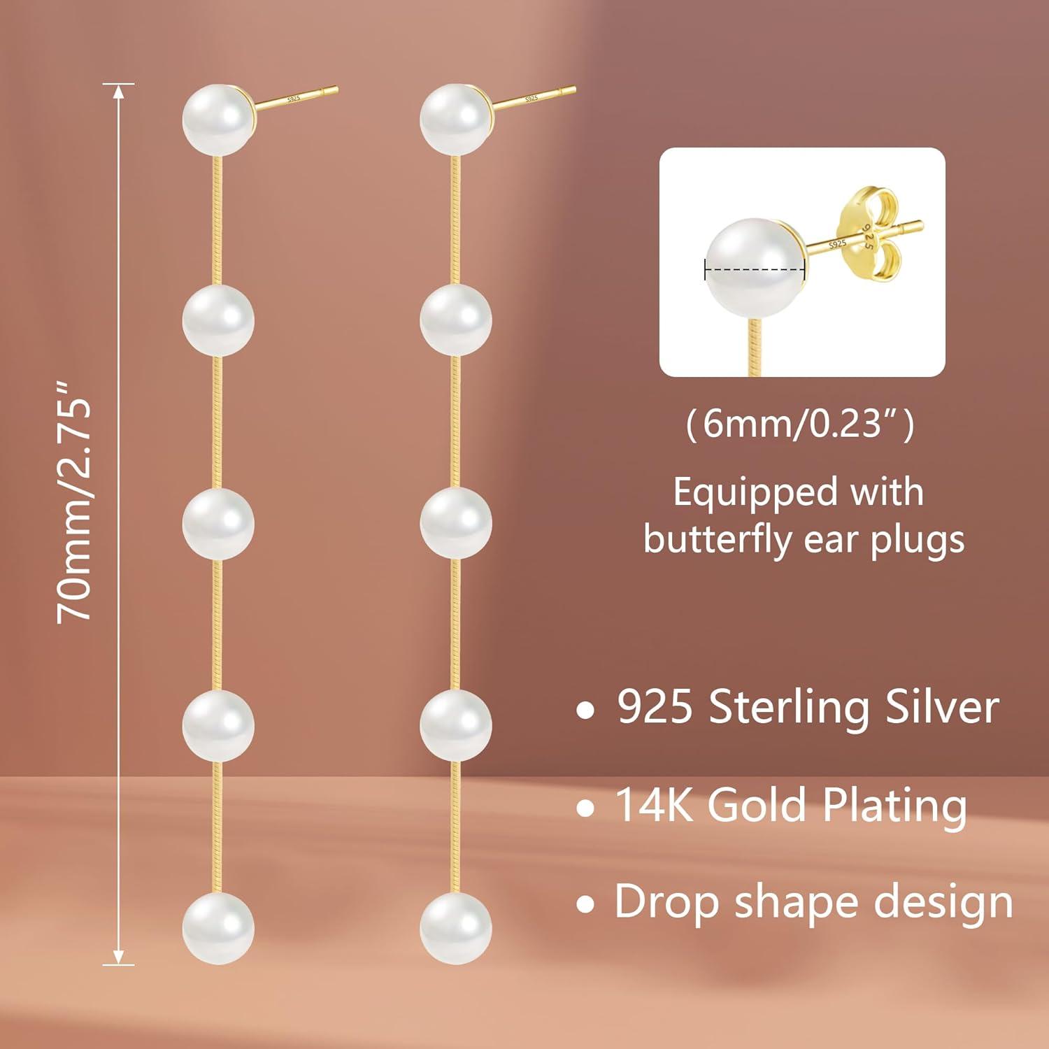 LANCHARMED 925 Sterling Silver Dangle Earrings 14k Gold Plated Long Irregular Waterdrop Leverback Earrings Hypoallergenic Lightweight Trendy Long Drop Earings for Women Lady Jewelry Gifts in Box(14K Gold)