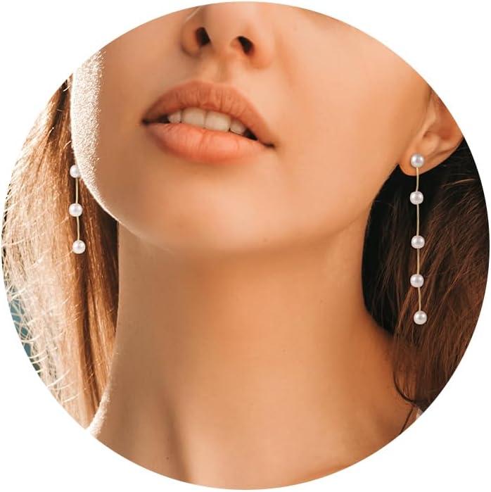 LANCHARMED 925 Sterling Silver Dangle Earrings 14k Gold Plated Long Irregular Waterdrop Leverback Earrings Hypoallergenic Lightweight Trendy Long Drop Earings for Women Lady Jewelry Gifts in Box(14K Gold)