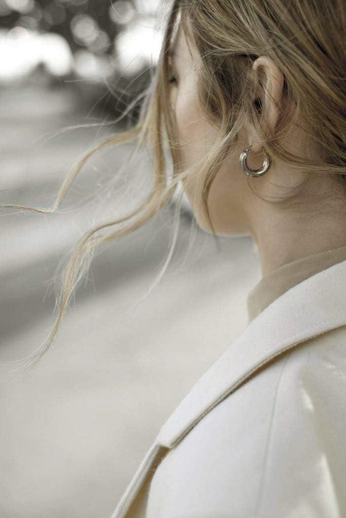 Chunky Hoop Earrings Thick Hoops for Women | Classic Thick Shiny Polished Round-Tube Chunky Hoop Earrings with 925 Sterling Silver Post for Women Girls Gift(Silver)