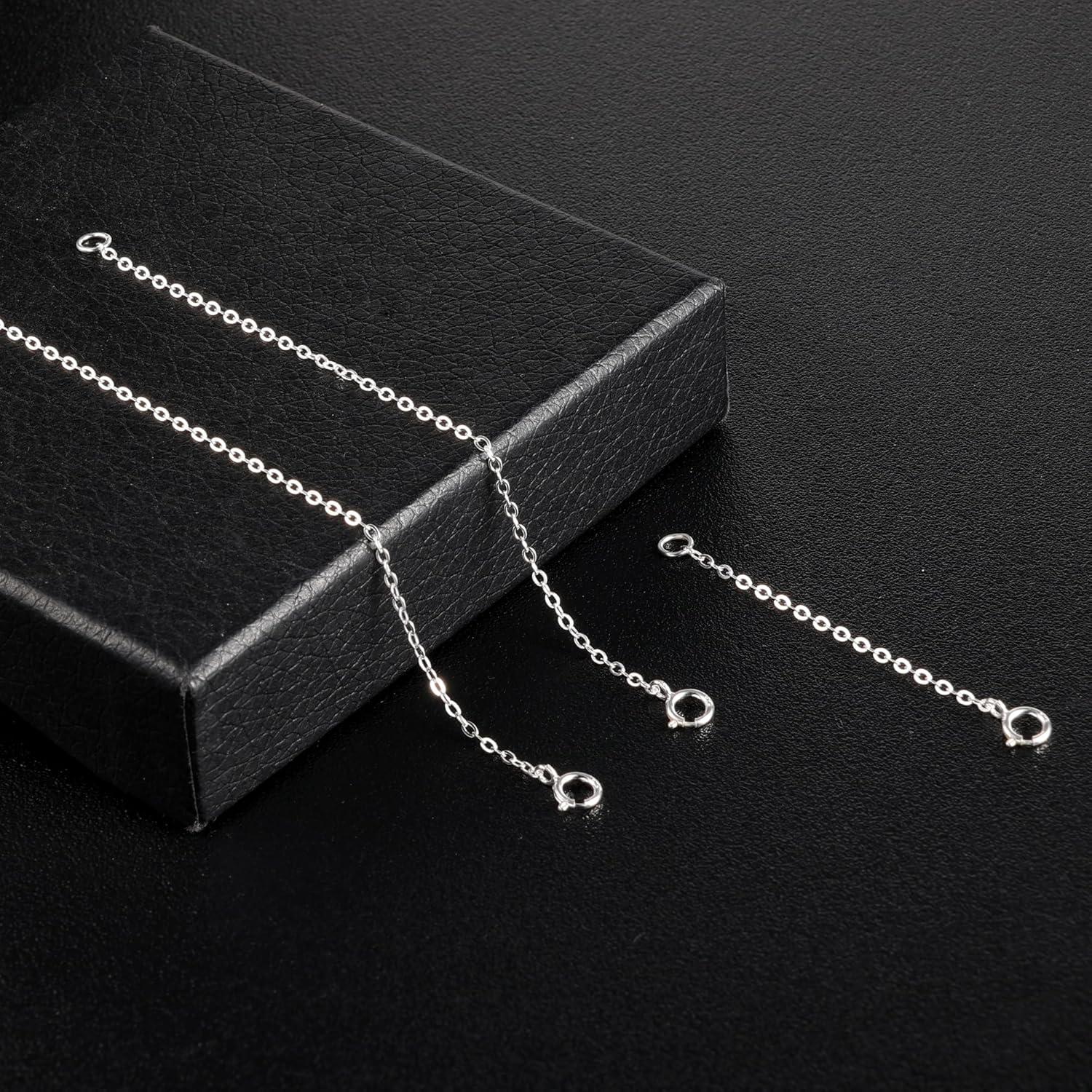 3 Pcs 925 Sterling Silver Necklace Extenders for Women Durable Strong Removable Necklace Bracelet Anklet Extension Jewelry Making Chains(2 4 6 Inch  Silver)