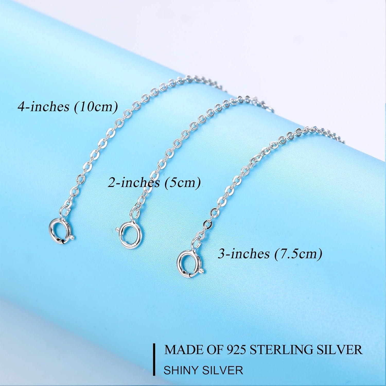 3 Pcs 925 Sterling Silver Necklace Extenders for Women Durable Strong Removable Necklace Bracelet Anklet Extension Jewelry Making Chains(2 3 4 Inch  Silver)