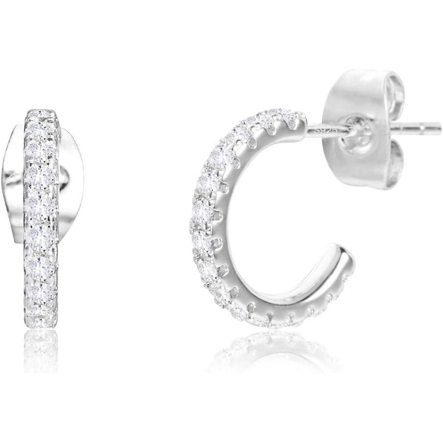 Lancharmed Small Open Hoop Earrings for Women Hypoallergenic Sterling Silver Hoops Open Hoop Earrings(Silver)