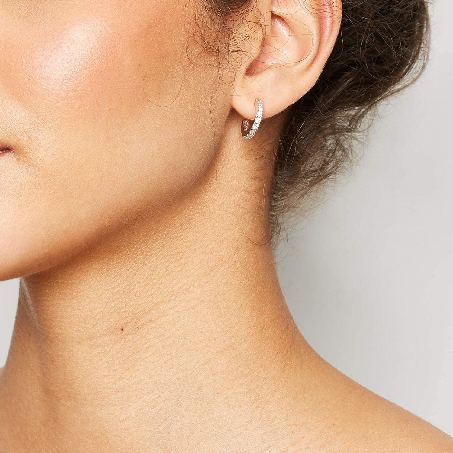 Lancharmed Small Open Hoop Earrings for Women Hypoallergenic Sterling Silver Hoops Open Hoop Earrings(Silver)