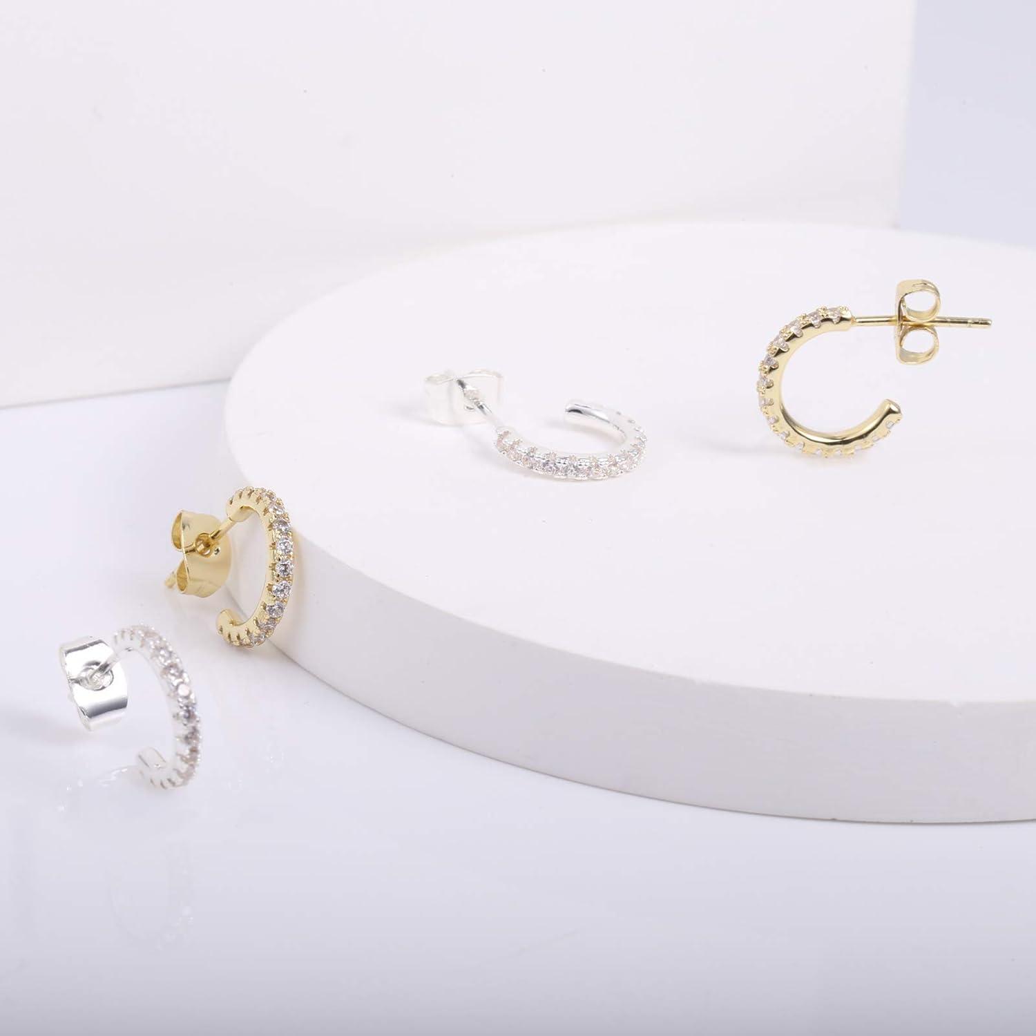 Lancharmed Small Open Hoop Earrings for Women Hypoallergenic Sterling Silver Hoops Open Hoop Earrings(Gold)