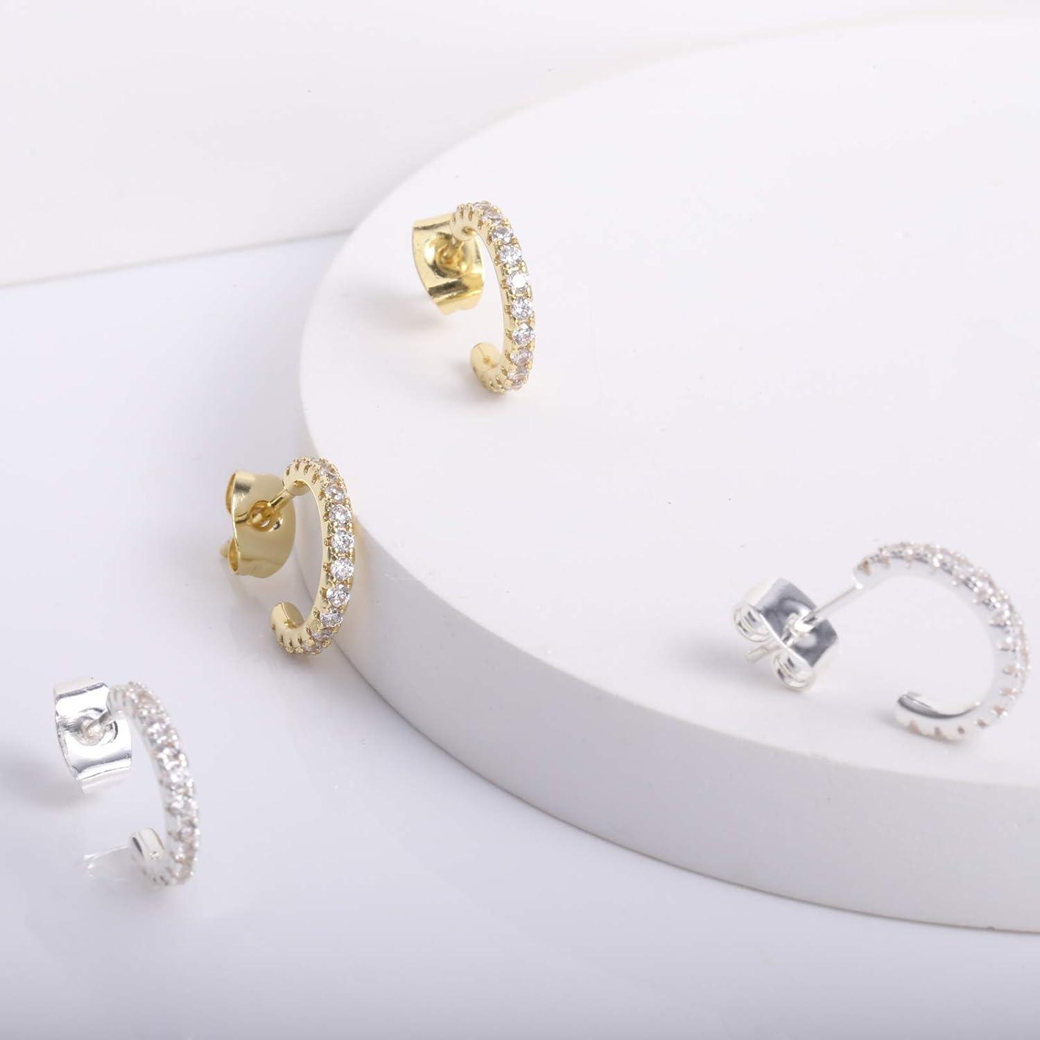 Lancharmed Small Open Hoop Earrings for Women Hypoallergenic Sterling Silver Hoops Open Hoop Earrings(Gold)