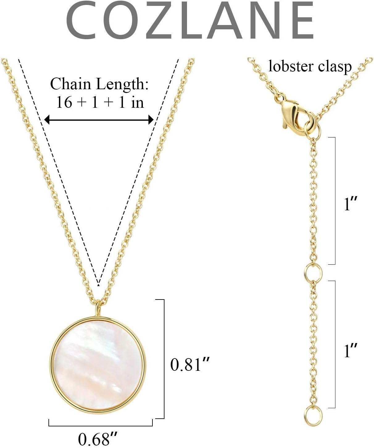 14k Gold Plated Mother of Pearl Shell Pendant Necklaces for Women(14k Gold Necklace)