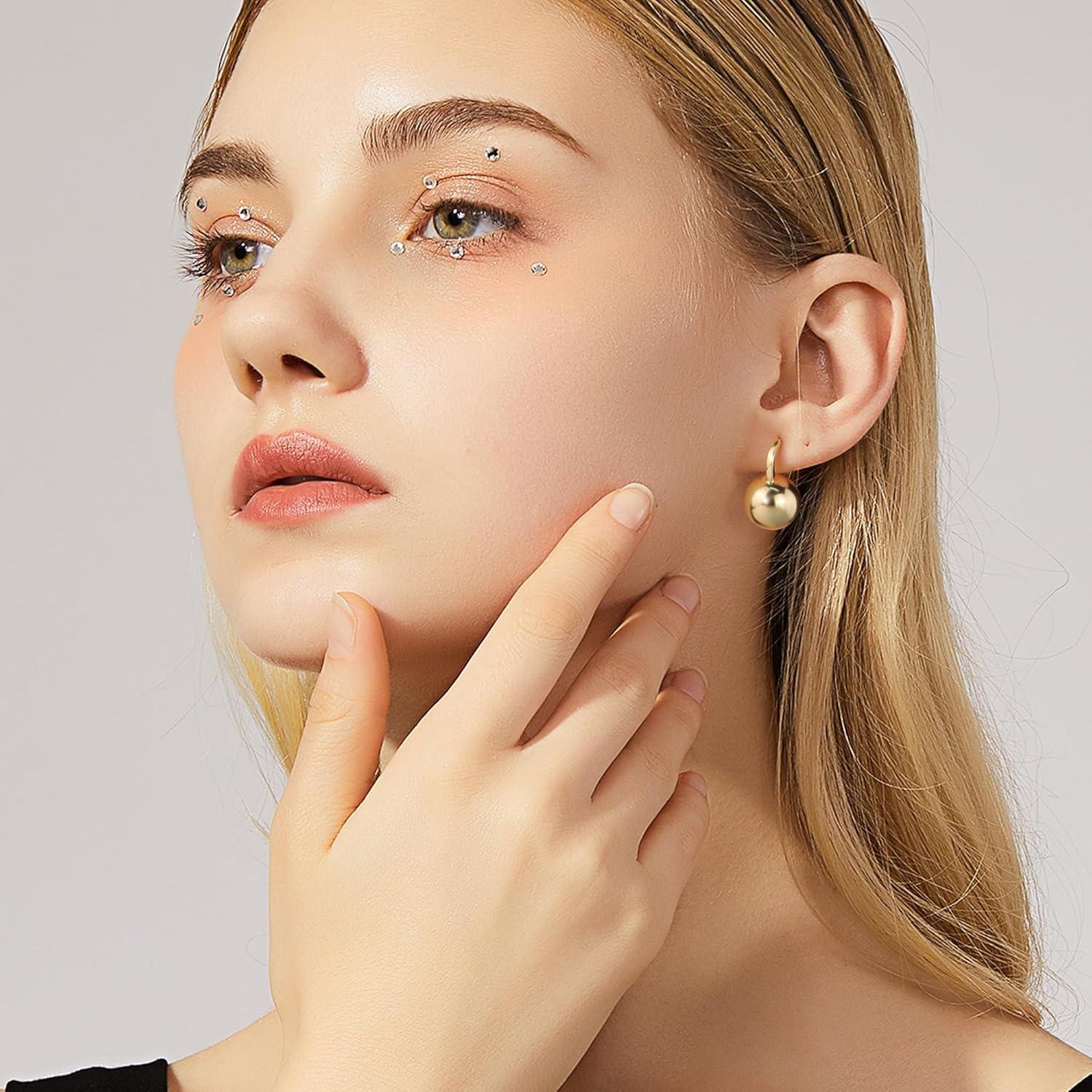 Lancharmed Drop Ball Earrings for Women 925 Sterling Silver Post Dangle EarringsHypoallergenic Earings for Jewelry Gifts(B-Gold)