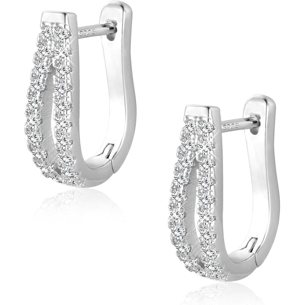 Lancharmed Small Open Hoop Earrings for Women Hypoallergenic Sterling Silver Hoops Open Hoop Earrings(B-Silver)
