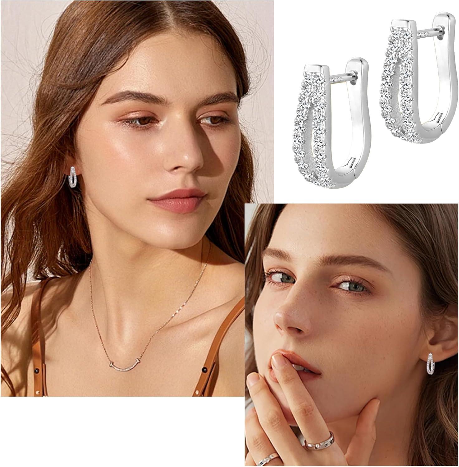 Lancharmed Small Open Hoop Earrings for Women Hypoallergenic Sterling Silver Hoops Open Hoop Earrings(B-Silver)