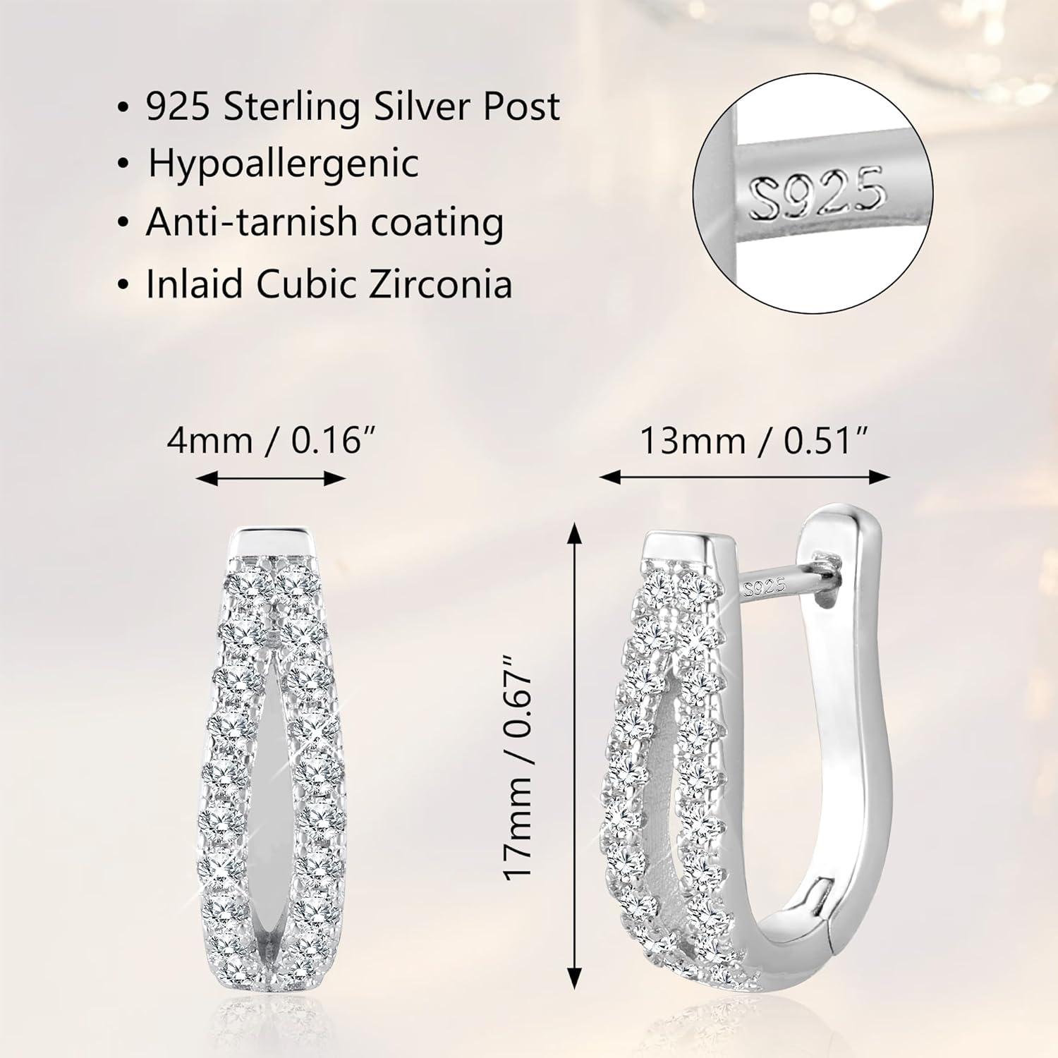 Lancharmed Small Open Hoop Earrings for Women Hypoallergenic Sterling Silver Hoops Open Hoop Earrings(B-Silver)