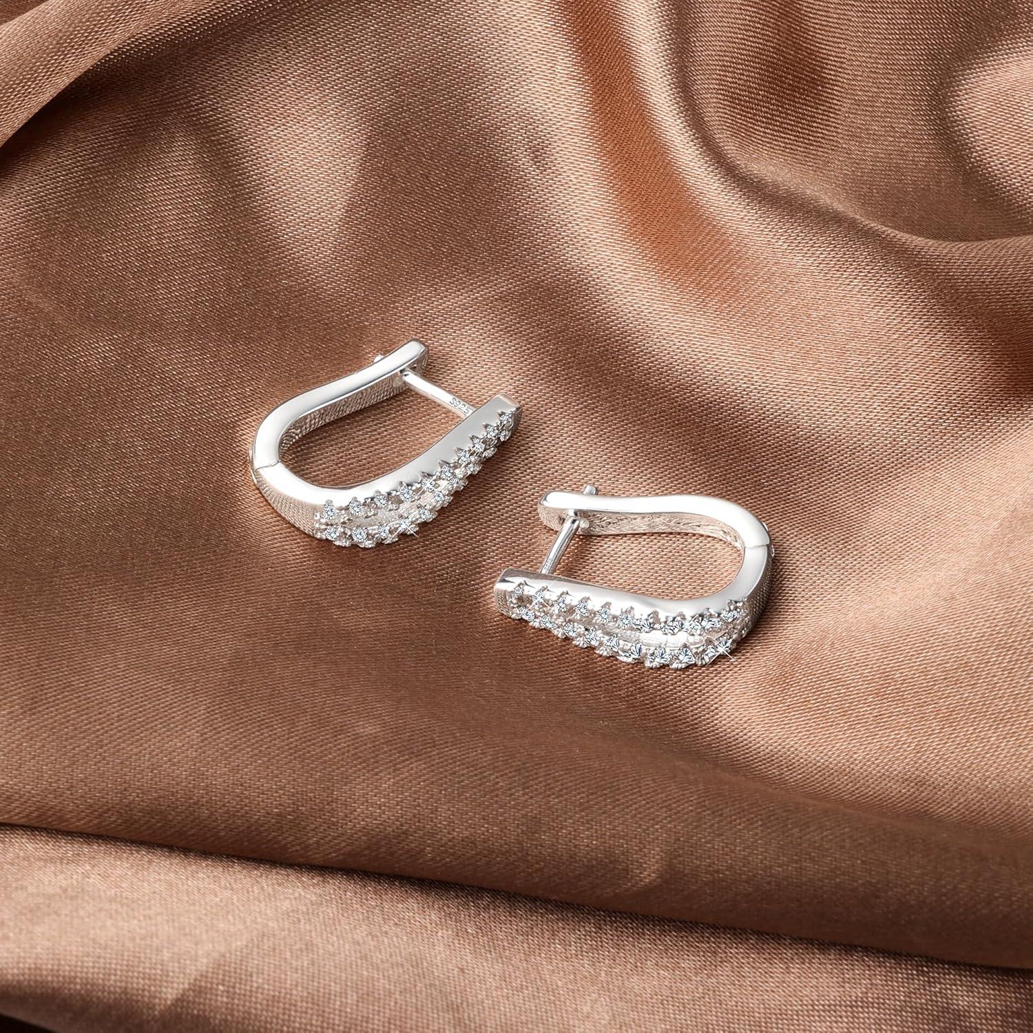 Lancharmed Small Open Hoop Earrings for Women Hypoallergenic Sterling Silver Hoops Open Hoop Earrings(B-Silver)