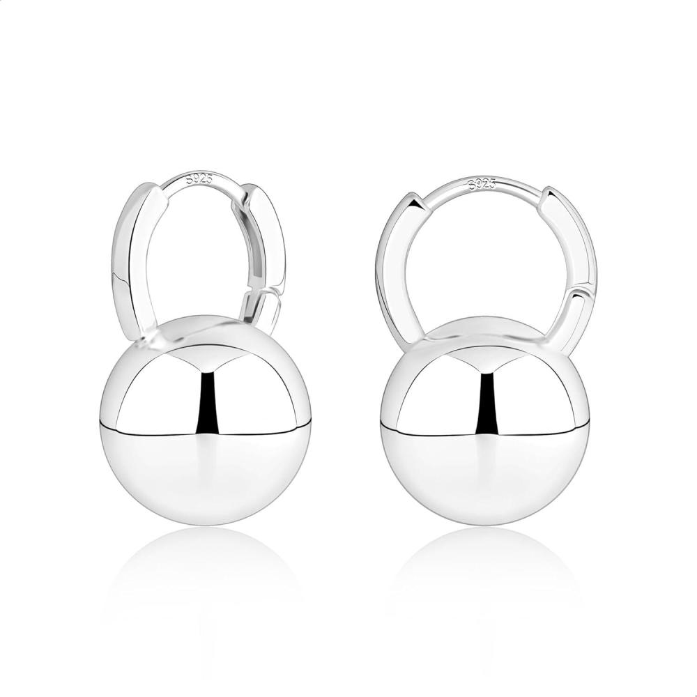 Lancharmed Drop Ball Earrings for Women 925 Sterling Silver Post Dangle EarringsHypoallergenic Earings for Jewelry Gifts(B-Silver)